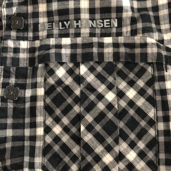 Helly Hansen Casual Cozy Snap Down Cotton Plaid Shirt Black Grey White Sz S - Picture 2 of 12